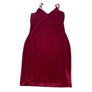 Red Silky Velvet Valentines Bodycon Dress